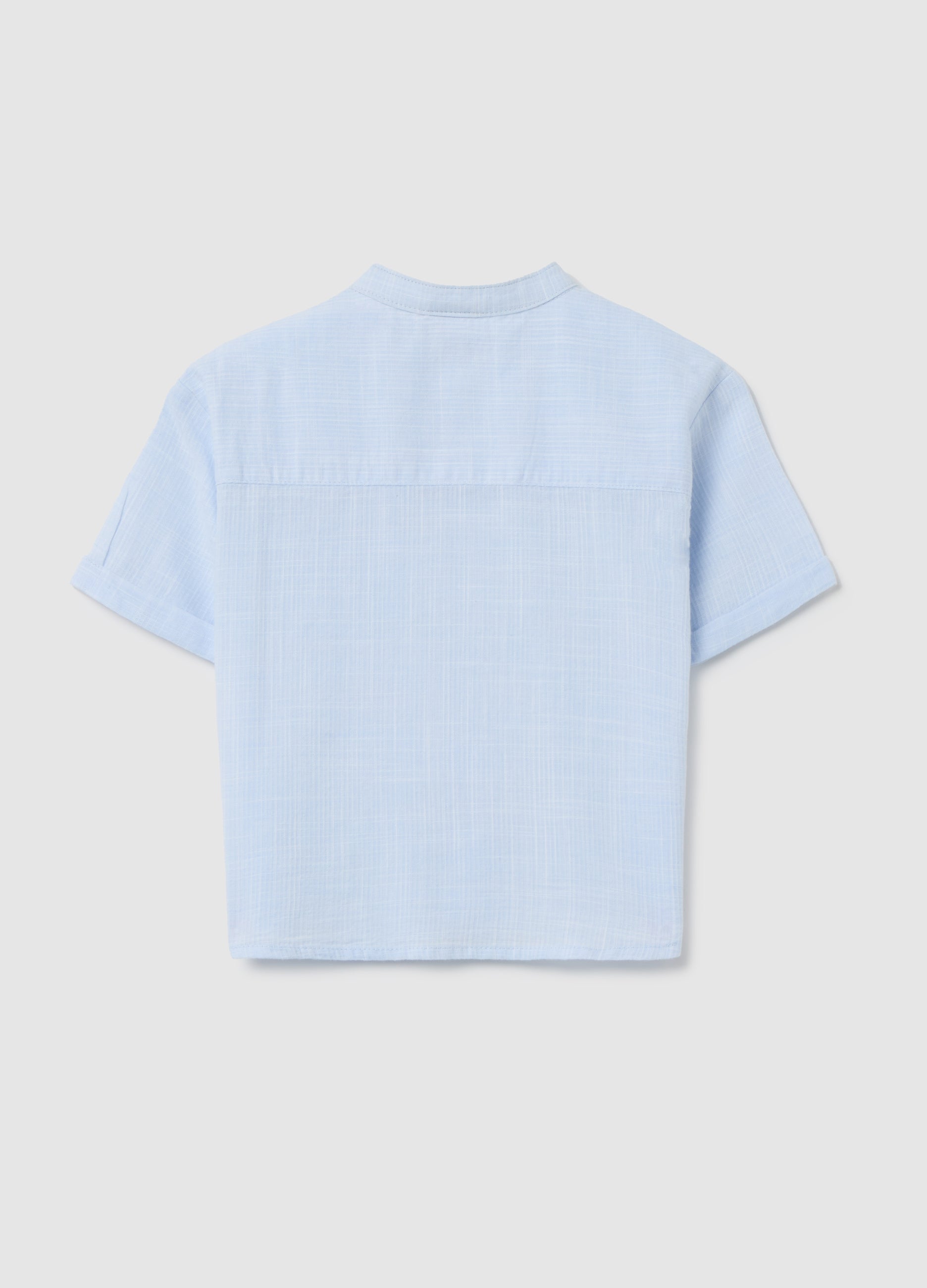 Ovs Cotton Shirt With Mandarin Collar And Pocket