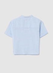 Ovs Cotton Shirt With Mandarin Collar And Pocket