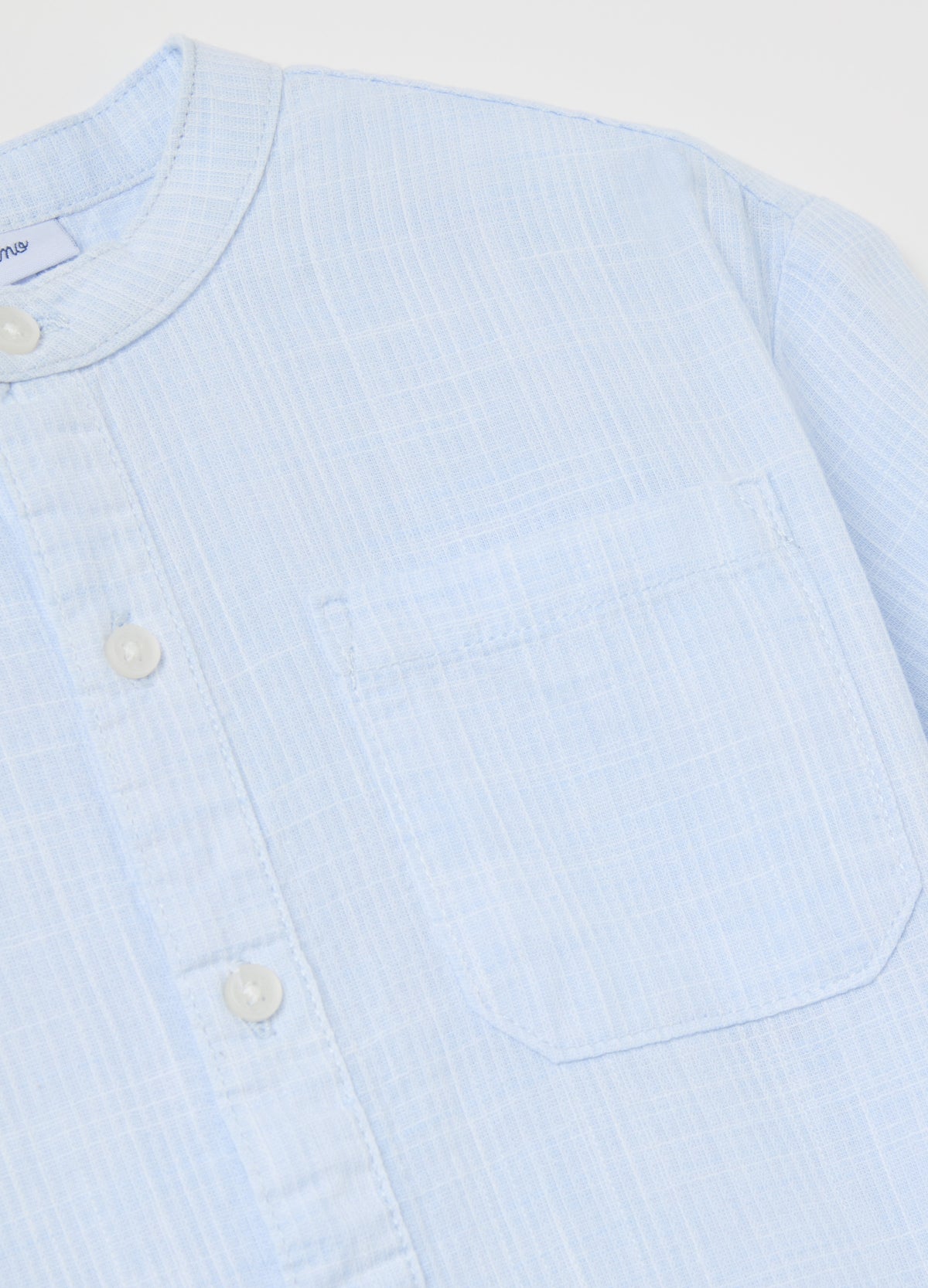 Ovs Cotton Shirt With Mandarin Collar And Pocket