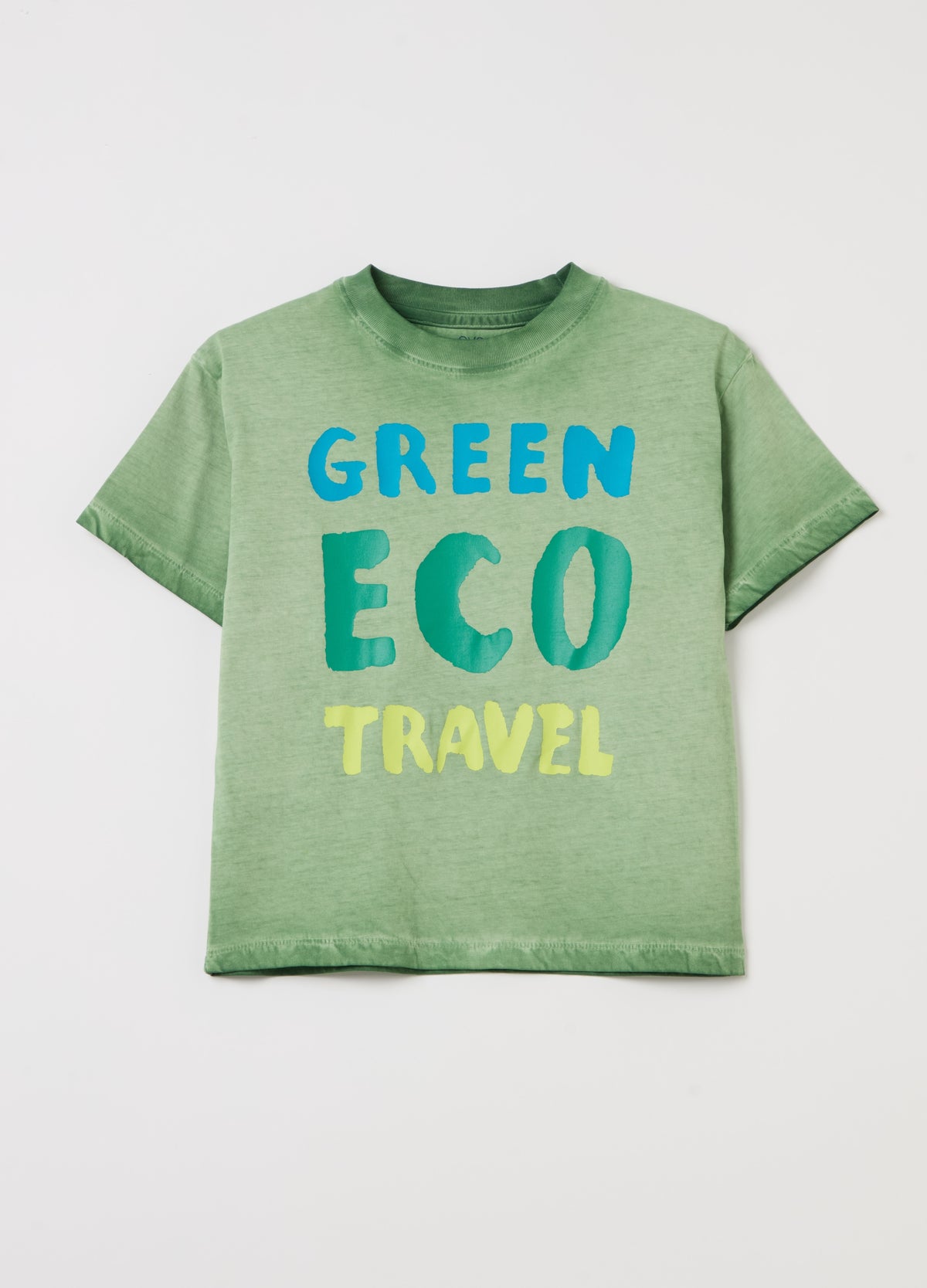 Cotton T-Shirt With ''Green Eco Travel'' Print
