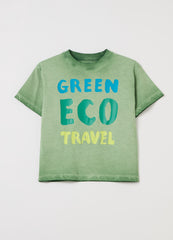 Cotton T-Shirt With ''Green Eco Travel'' Print