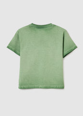 Cotton T-Shirt With ''Green Eco Travel'' Print