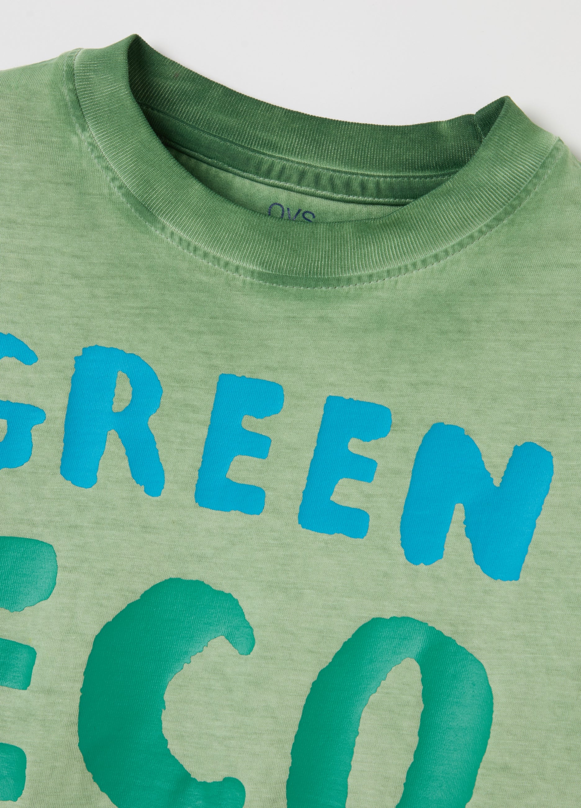 Cotton T-Shirt With ''Green Eco Travel'' Print
