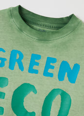 Cotton T-Shirt With ''Green Eco Travel'' Print