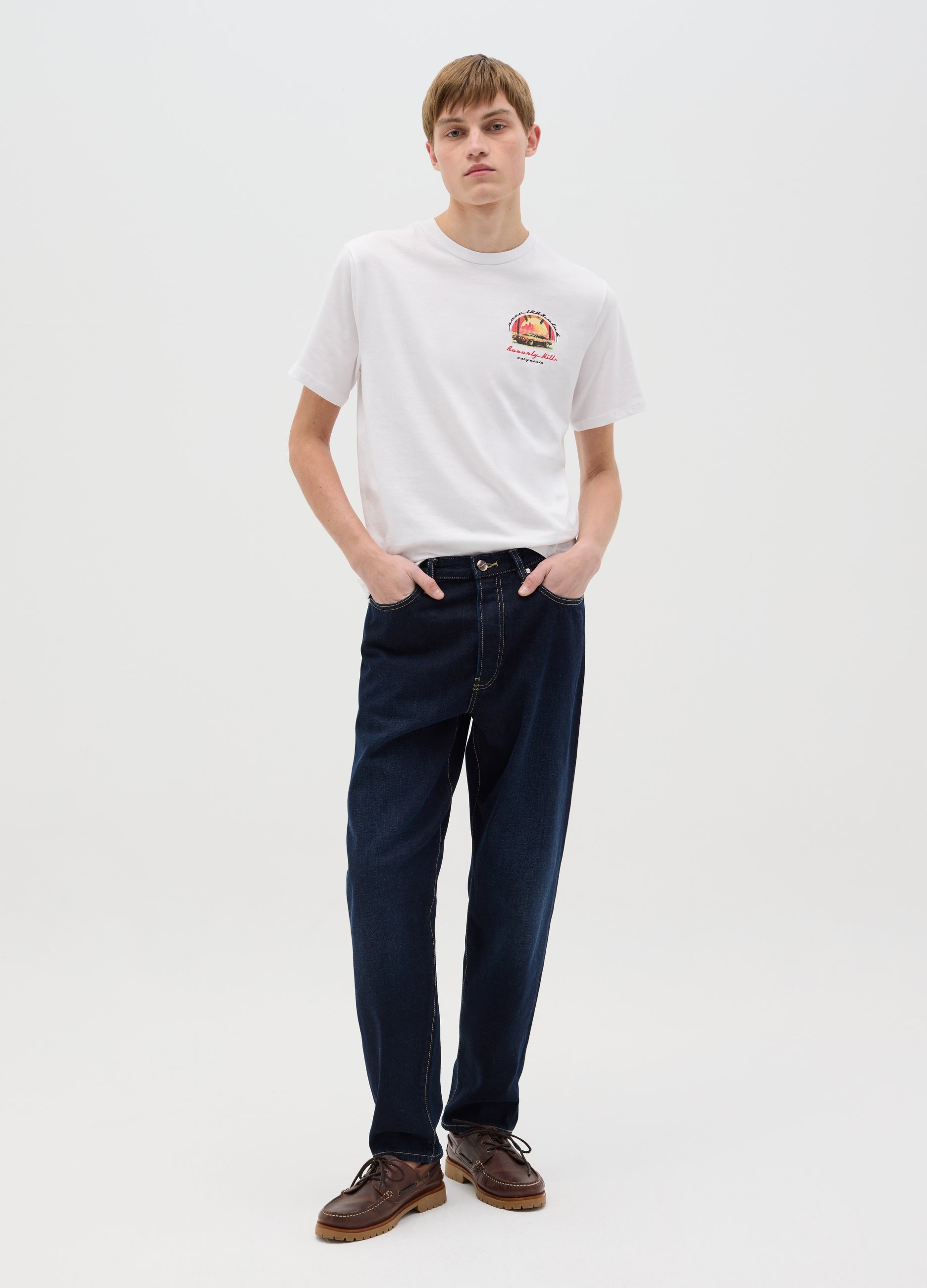 White Short-Sleeve T-Shirt With Heavenly Hills Print