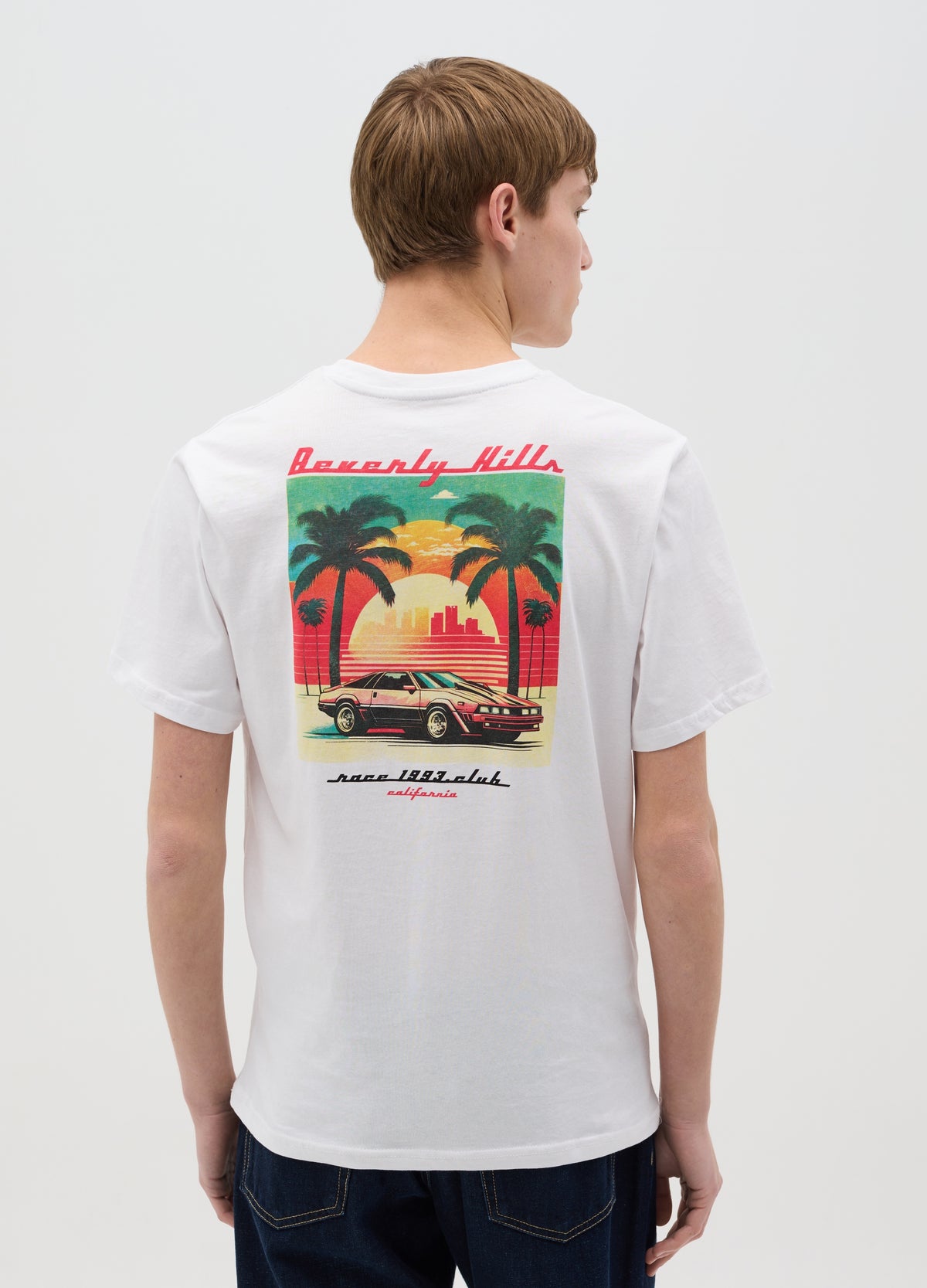 White Short-Sleeve T-Shirt With Heavenly Hills Print