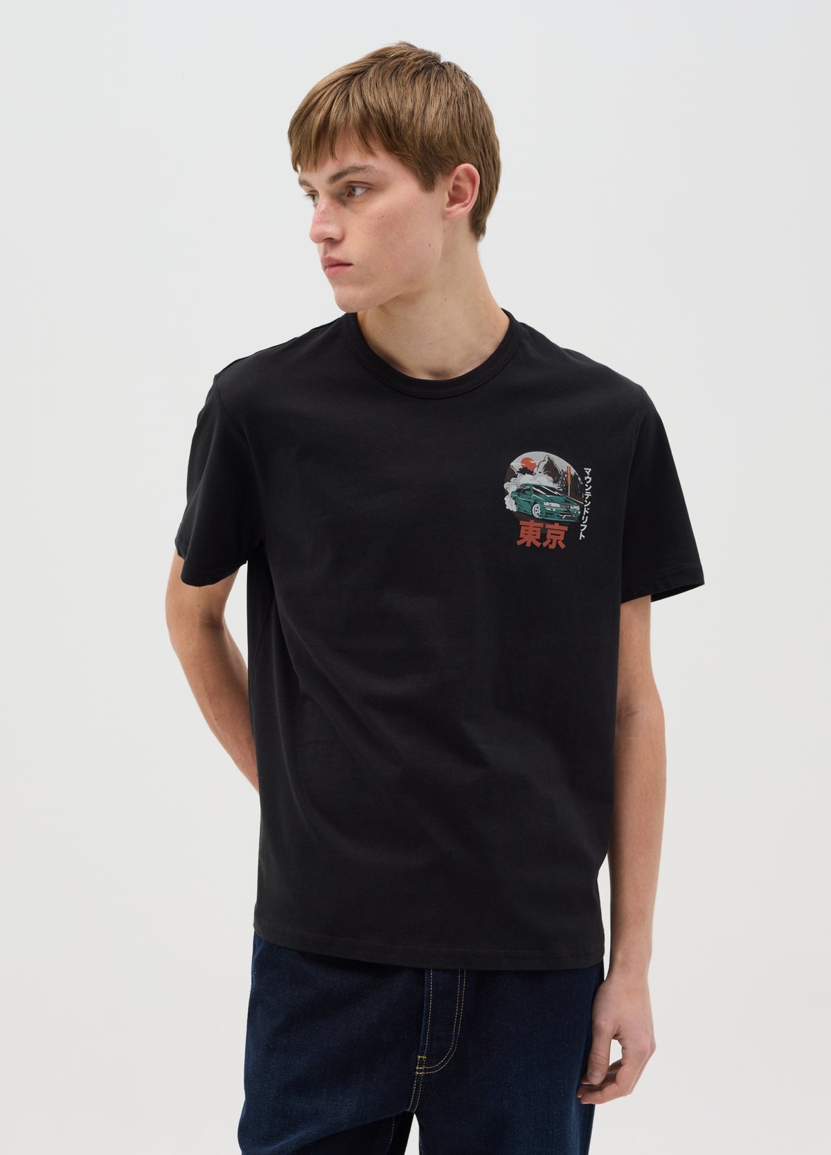 Black Short Sleeve T-Shirt With Print