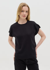 Black Short Sleeve Viscose Blouse