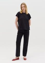 Black Short Sleeve Viscose Blouse