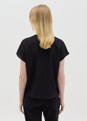 Black Short Sleeve Viscose Blouse