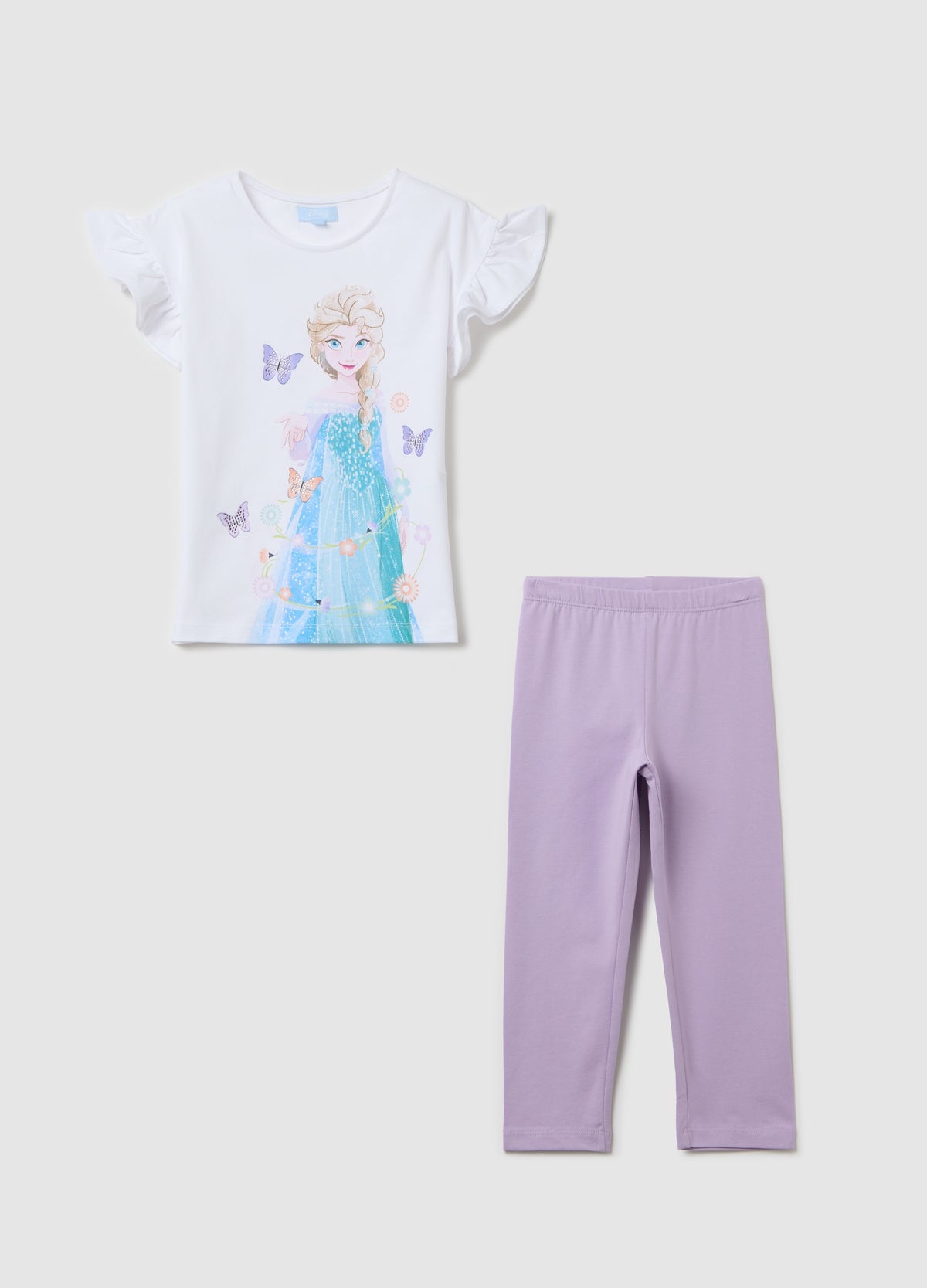 Ovs White And Purple Jogging Set In Stretch Cotton With Elsa Print