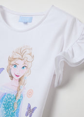 Ovs White And Purple Jogging Set In Stretch Cotton With Elsa Print