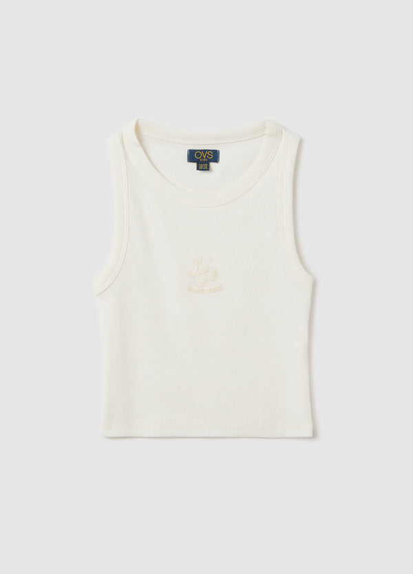 Ovs White Stretch Cotton Vest Ovs Kids