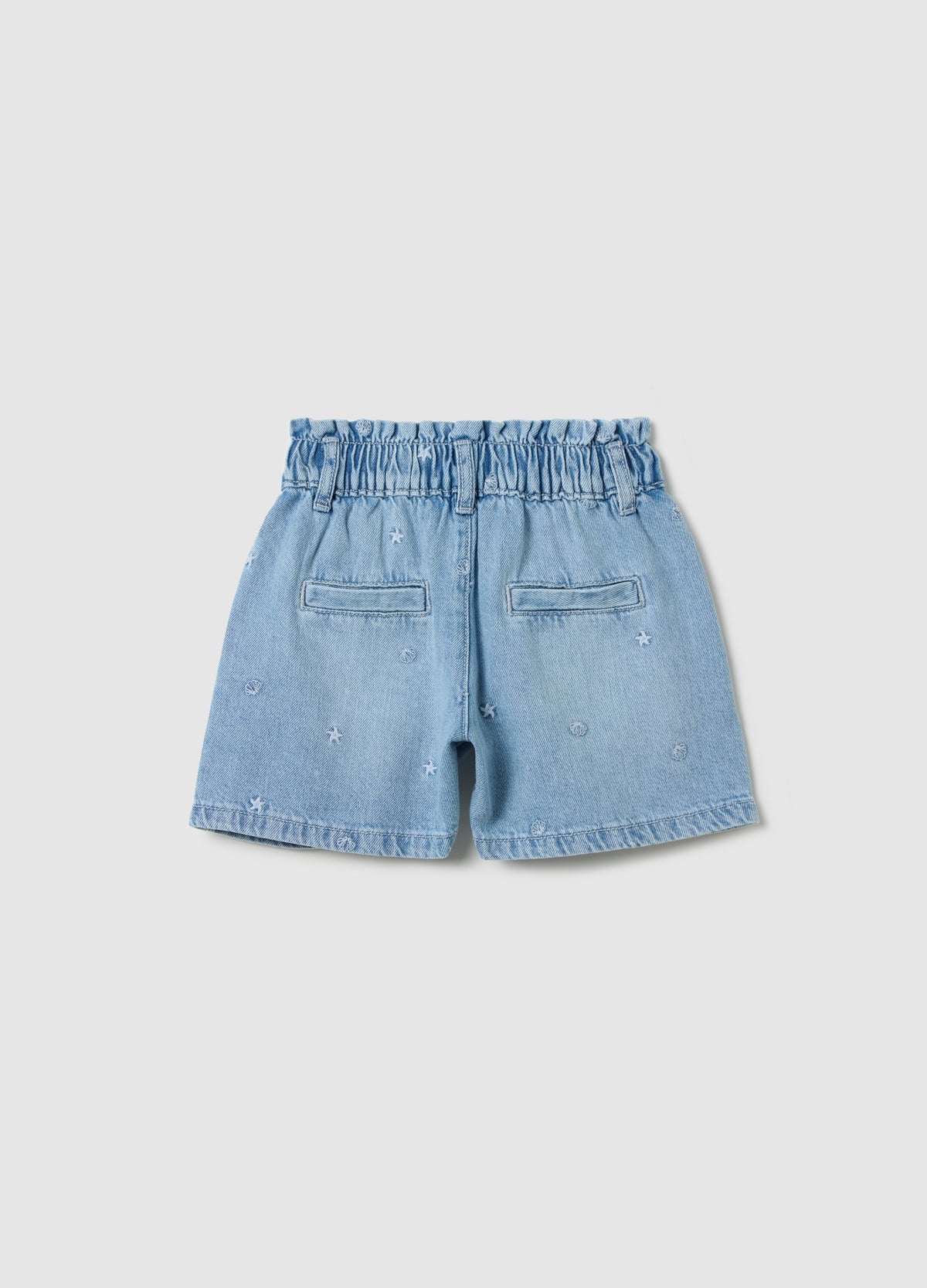 Denim Shorts In Cotton With Embroidery