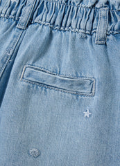 Denim Shorts In Cotton With Embroidery