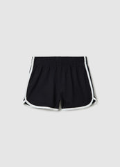 Black Shorts In 100% Cotton With Contrasting Trims