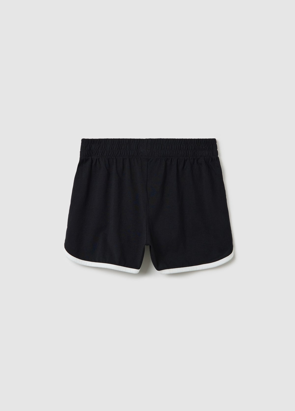 Black Shorts In 100% Cotton With Contrasting Trims