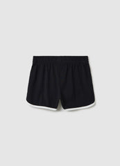 Black Shorts In 100% Cotton With Contrasting Trims