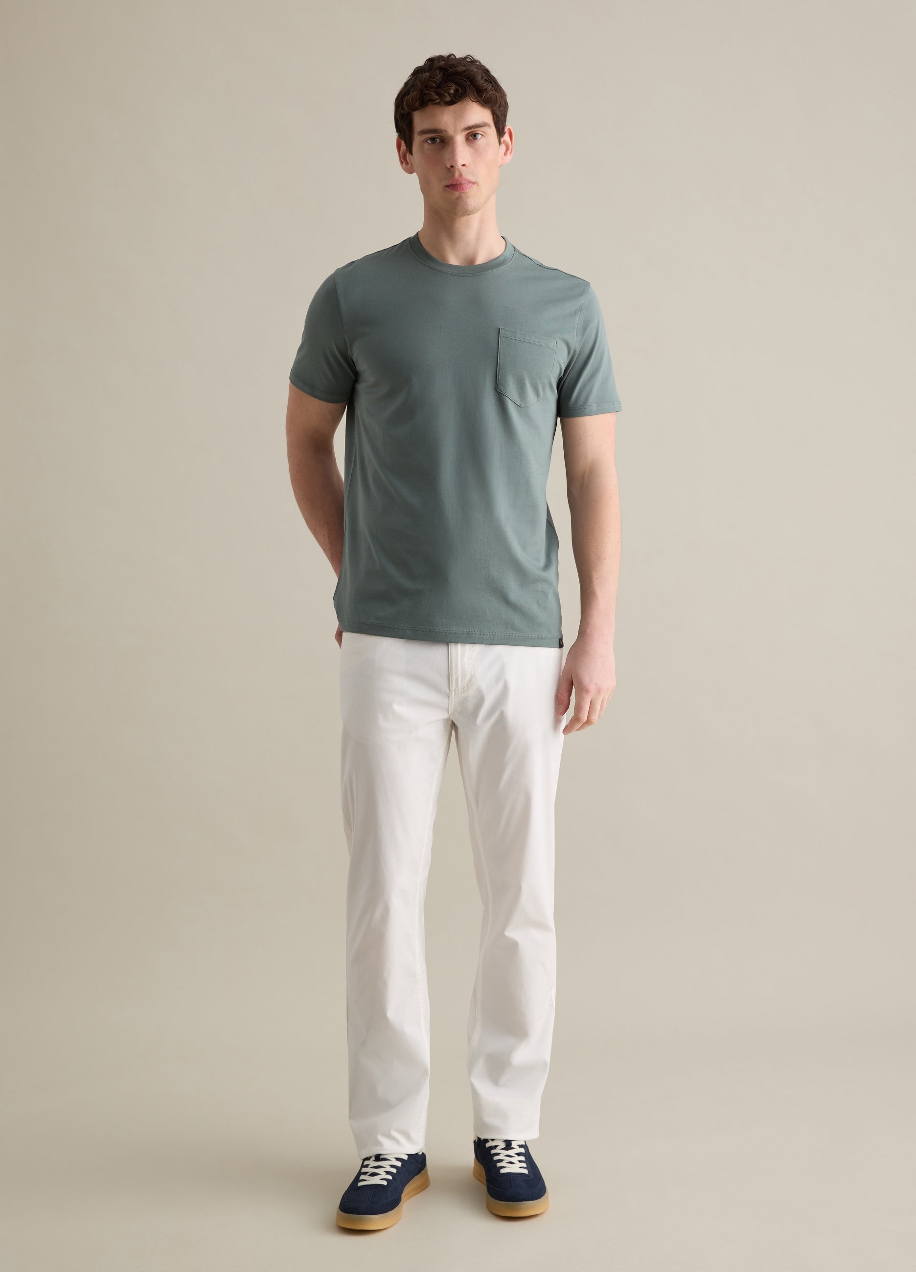 Green Short-Sleeved T-Shirt In Pure Cotton