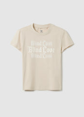 Beige Slim T-shirt with 'Blind Love' Print