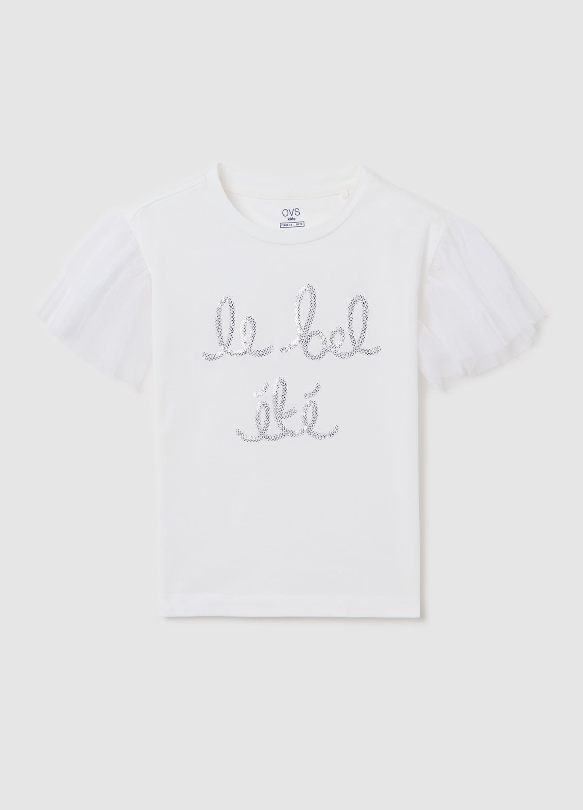 White Stretch Cotton T-Shirt With Sequins