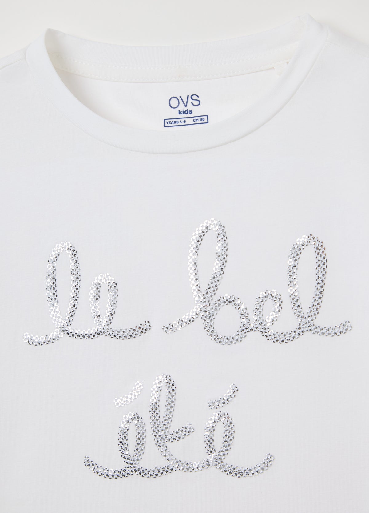 White Stretch Cotton T-Shirt With Sequins