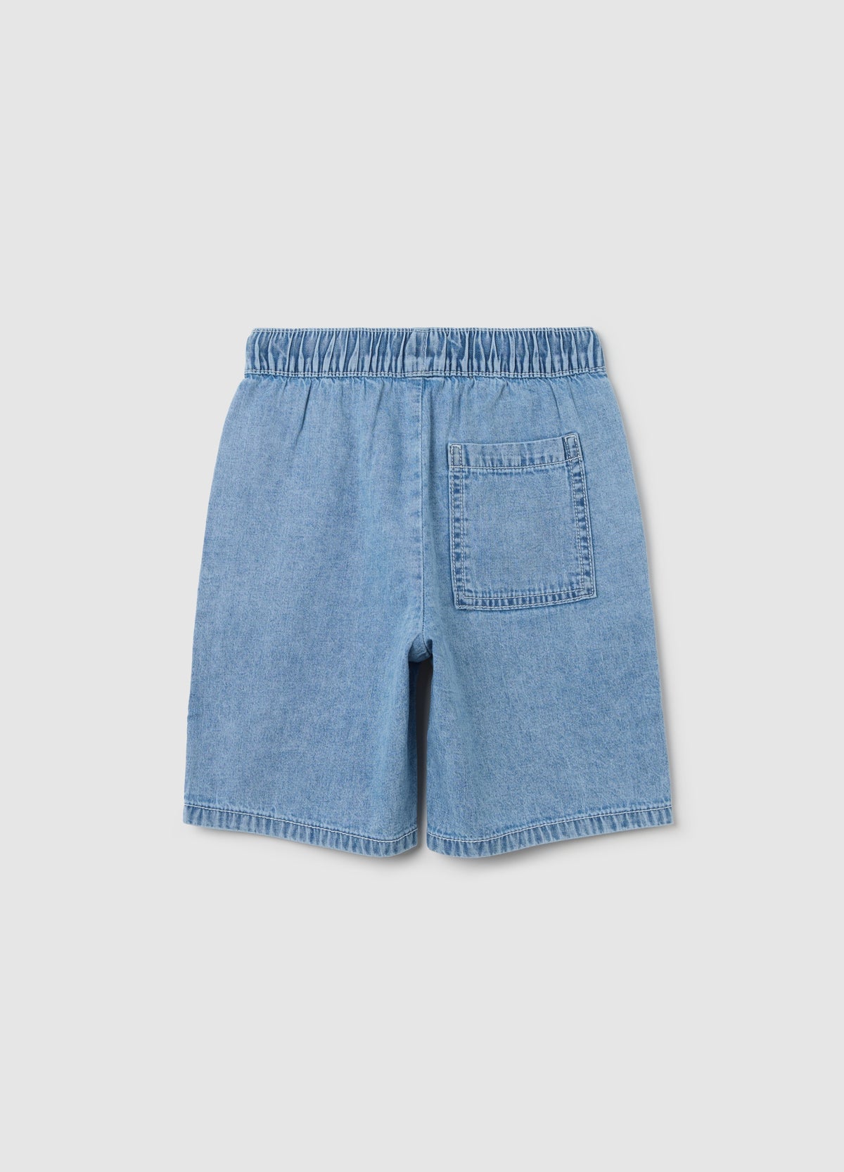 Denim Bermuda Joggers With Pockets And Drawstring