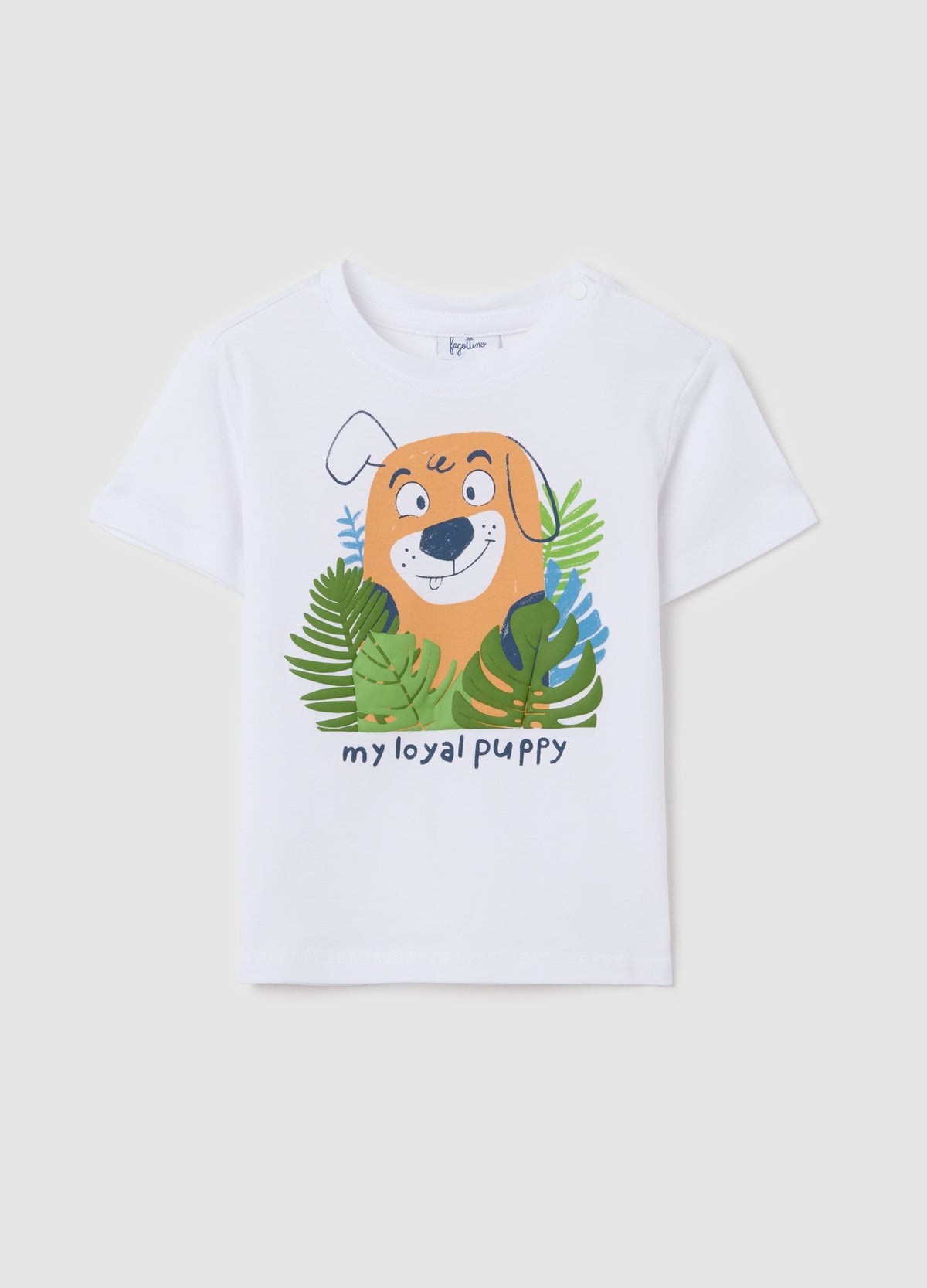 White Cotton T-Shirt With Puppy Print