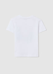 White Cotton T-Shirt With Puppy Print