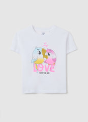 White Cotton T-Shirt With Print