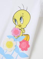 White Tank Top With Disney Tweety Print