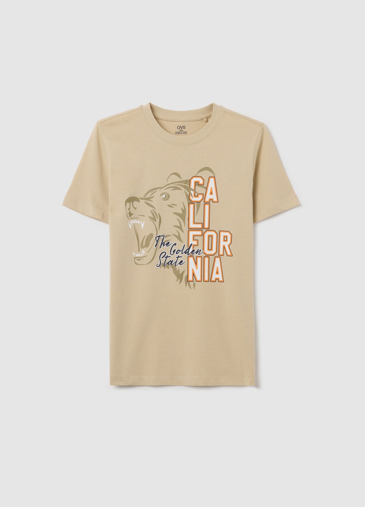 Beige T-Shirt In Cotton With Print