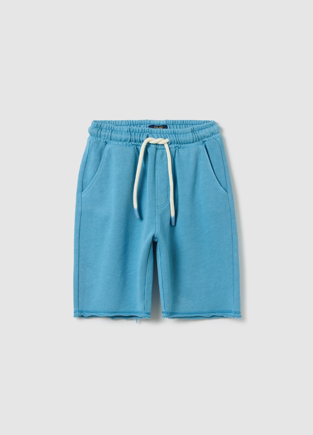 Ovs Light Blue Bermuda Joggers In Cotton With Drawstring