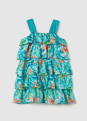 Girls’ Multicoloured, Frilled Dress In 100% Cotton With Regular Fit