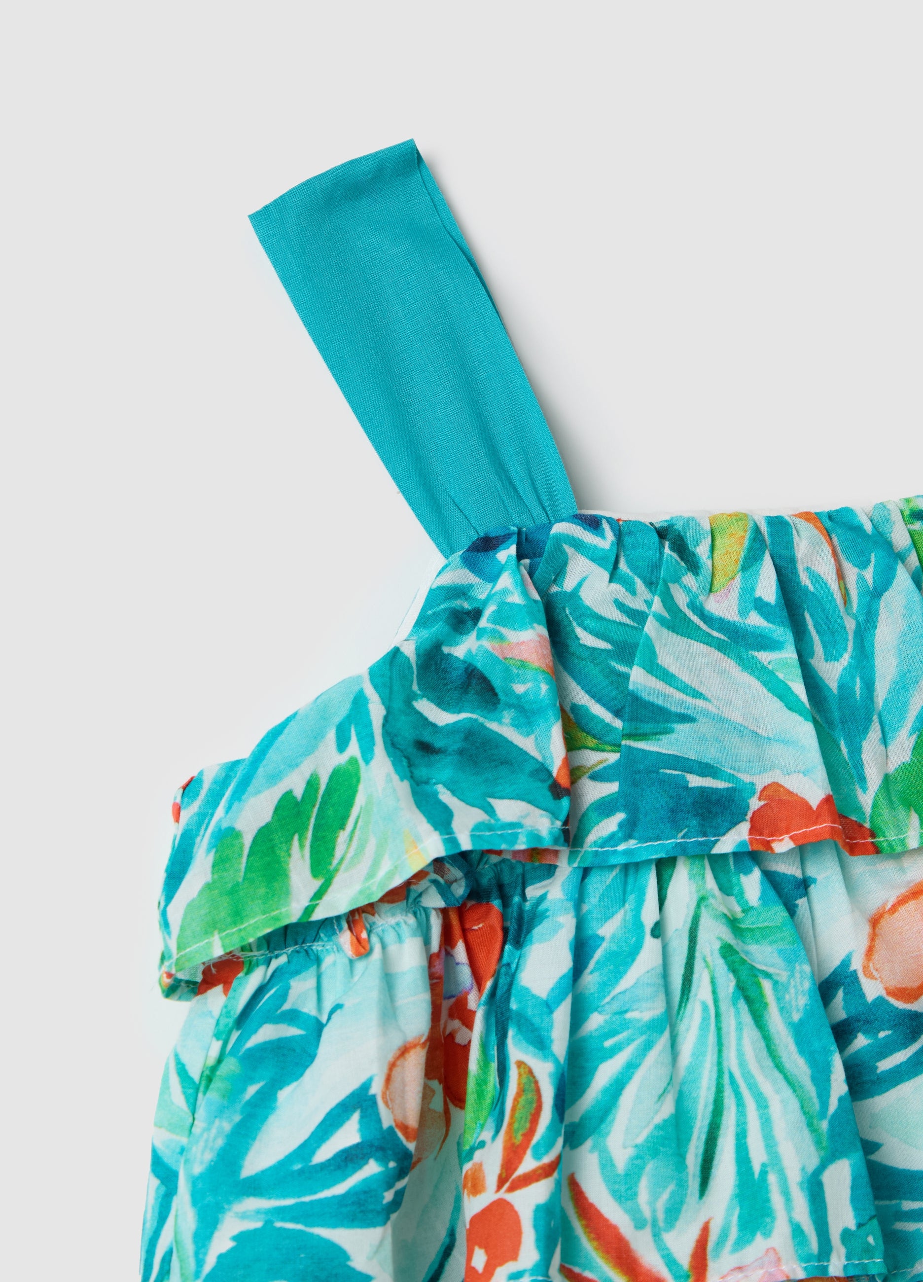 Girls’ Multicoloured, Frilled Dress In 100% Cotton With Regular Fit