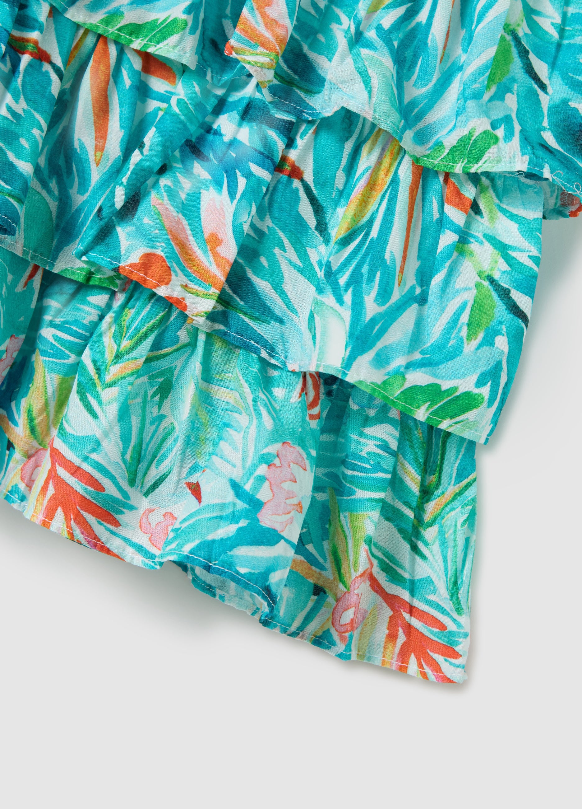 Girls’ Multicoloured, Frilled Dress In 100% Cotton With Regular Fit