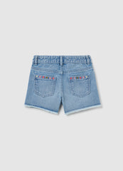 Girls' Denim Shorts With Floral Embroidery