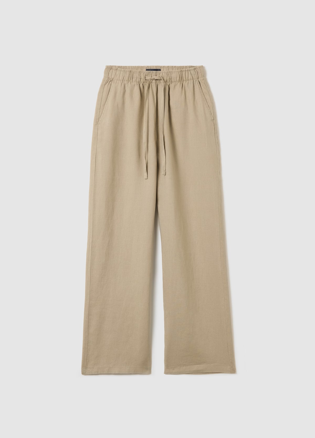 Ovs Beige Linen Trousers With Elasticated Waist
