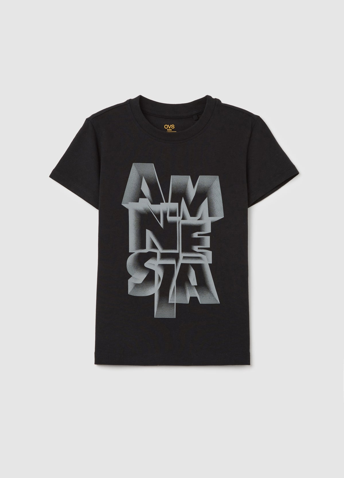 Black Stretch Cotton T-Shirt With Print