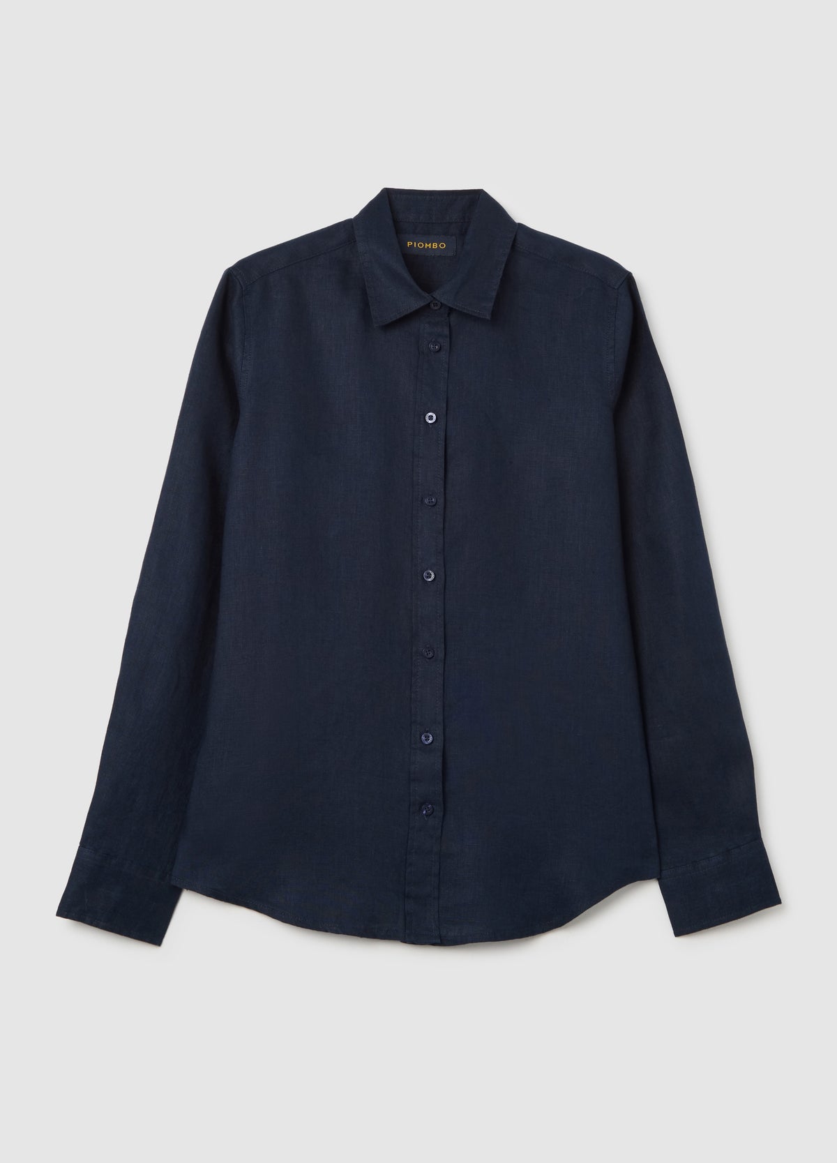 Ovs Traditional Blue Linen Short Sleeve Shirt Piombo
