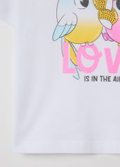White Cotton T-Shirt With Print