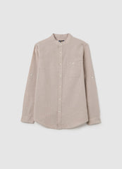 Beige Cotton And Linen Regular Shirt For Kids By Ovs