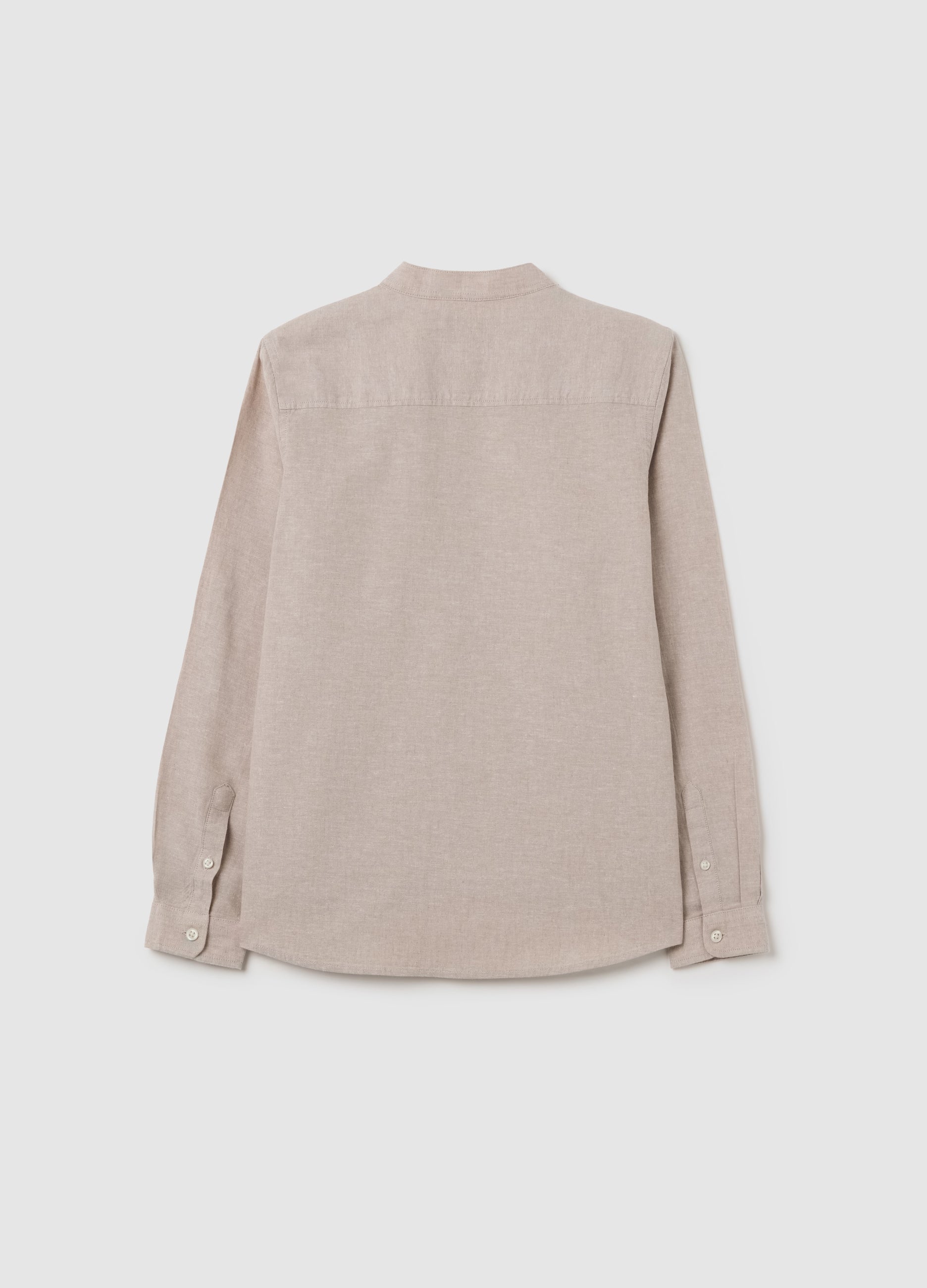 Beige Cotton And Linen Regular Shirt For Kids By Ovs