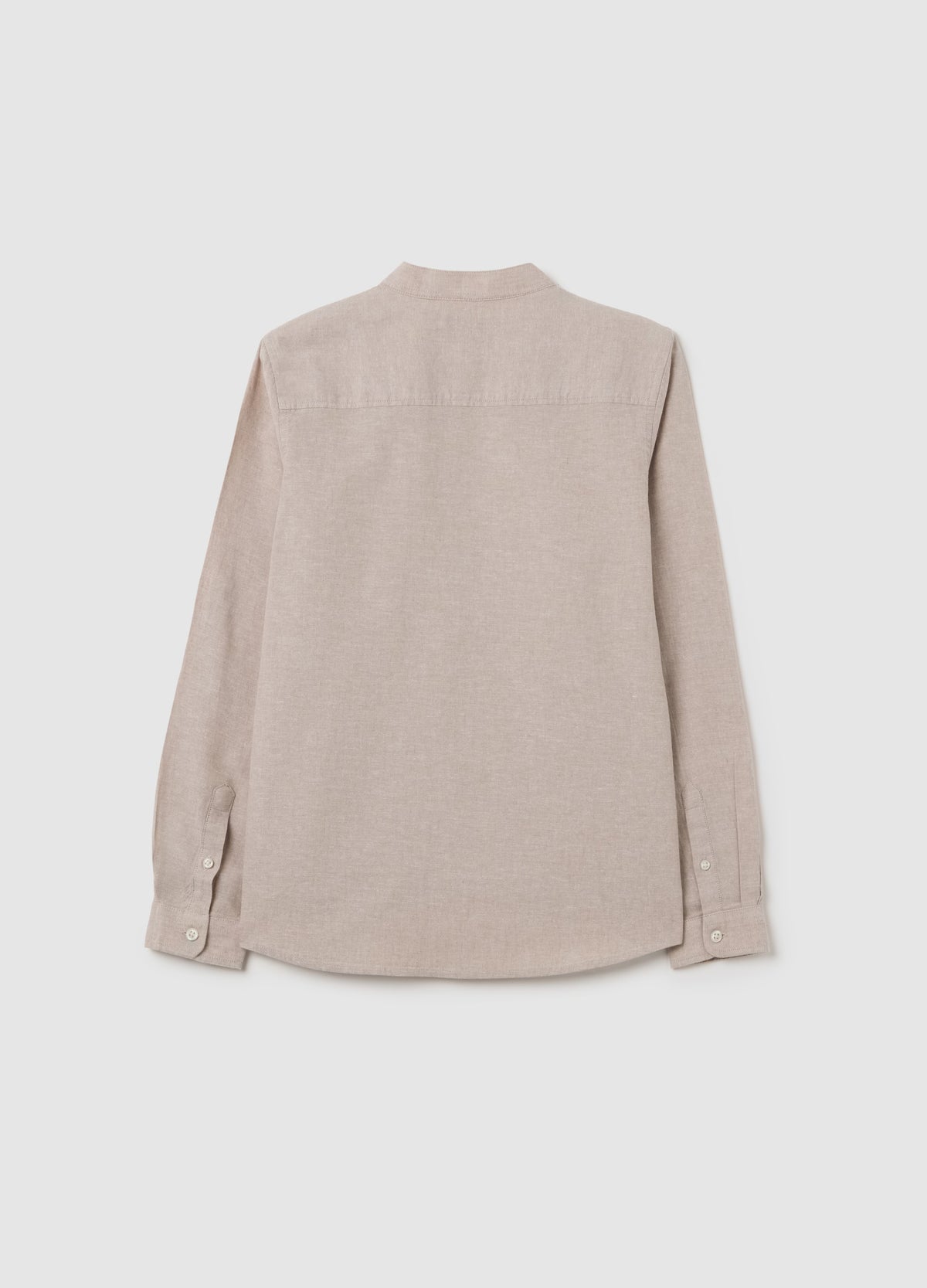 Beige Cotton And Linen Regular Shirt For Kids By Ovs