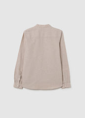 Beige Cotton And Linen Regular Shirt For Kids By Ovs
