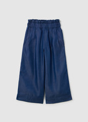 Blue Wide-Leg Trousers In Lyocell