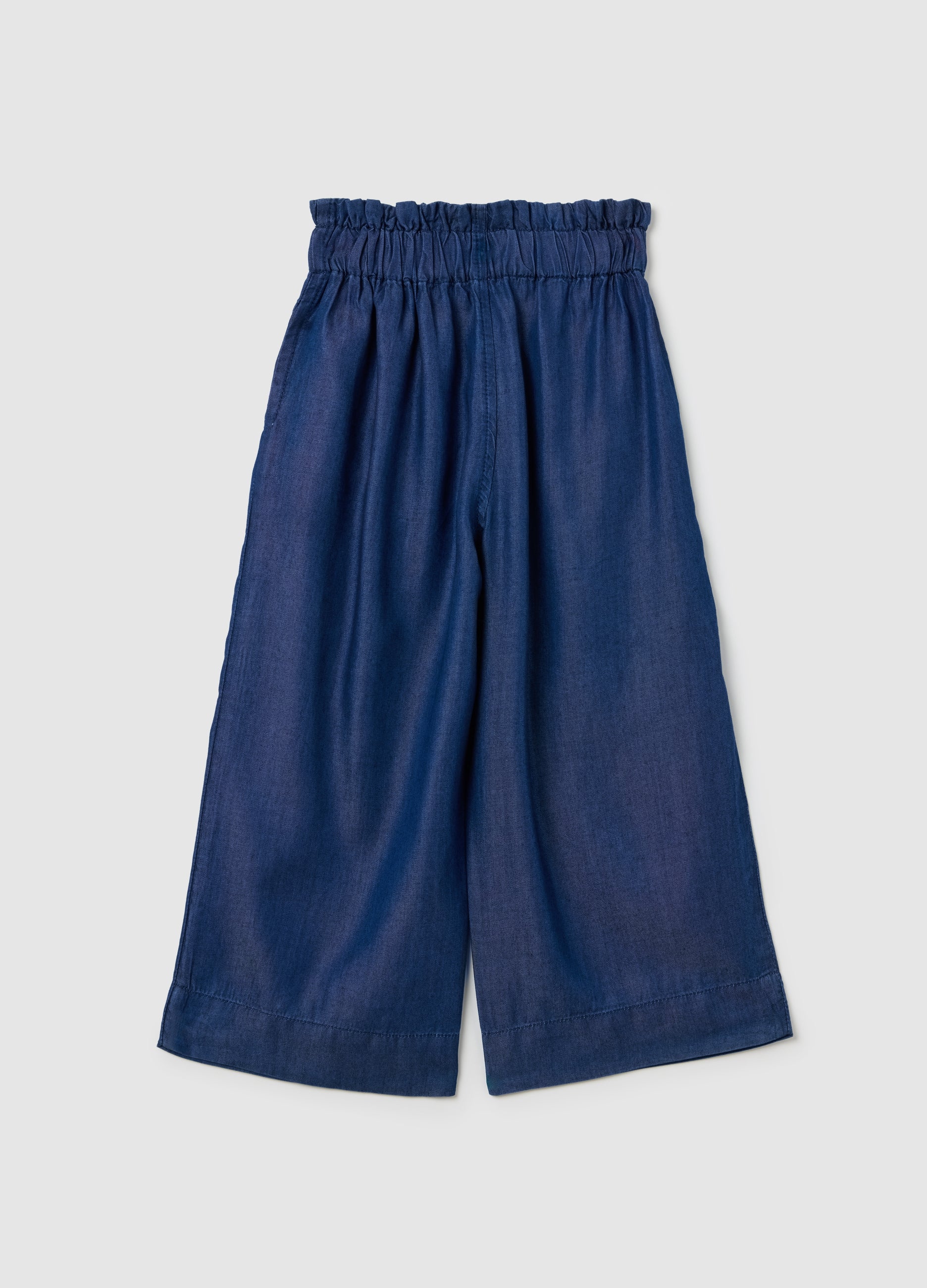 Blue Wide-Leg Trousers In Lyocell