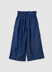 Blue Wide-Leg Trousers In Lyocell
