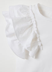 White Short-Sleeved T-Shirt With Flounces