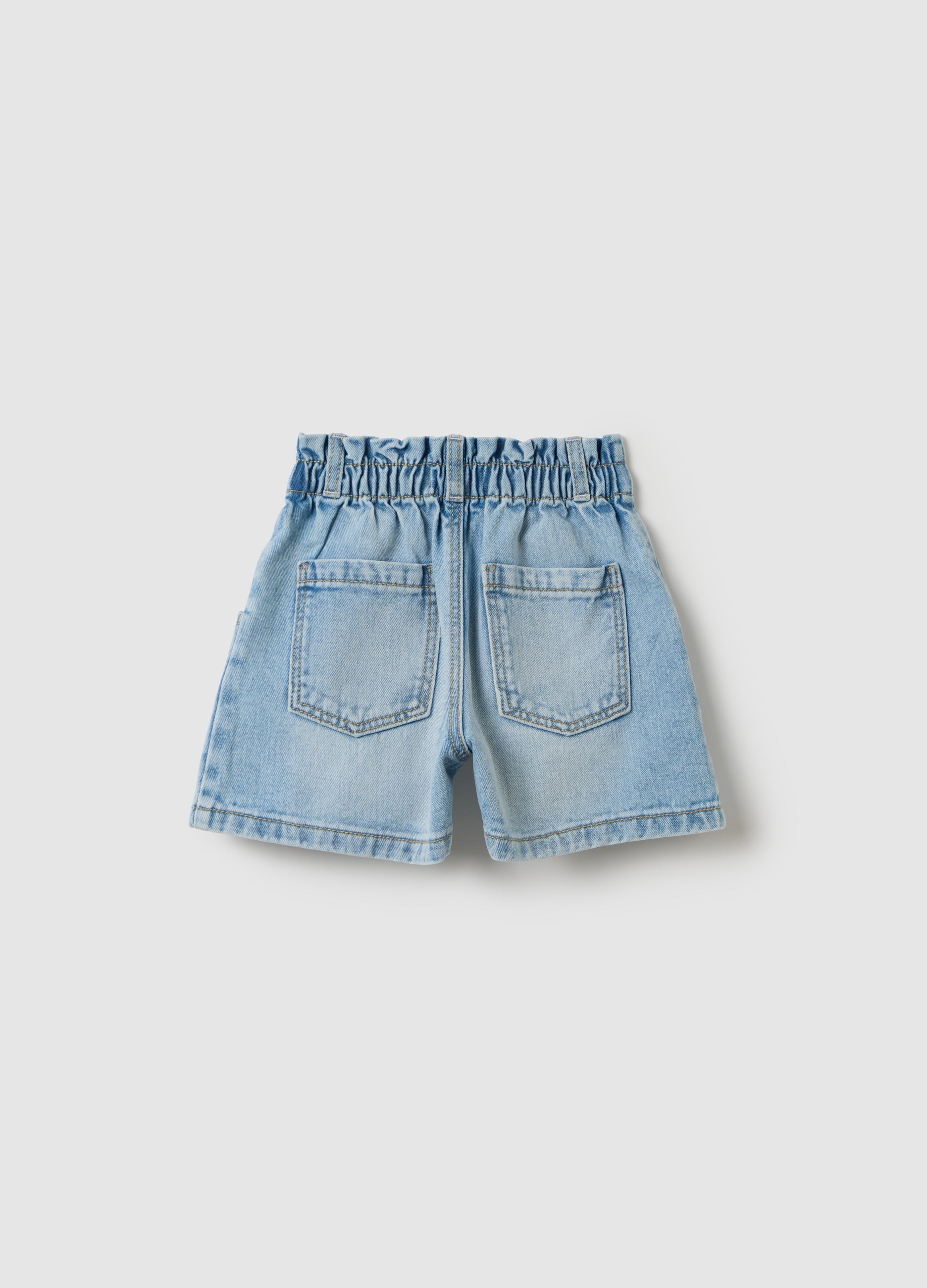Denim Shorts With Tropical Embroidery